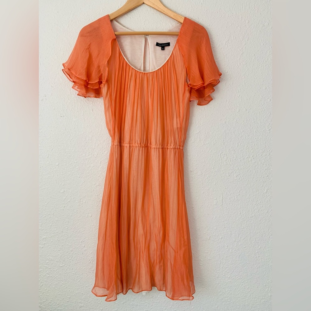 TARA JARMON dress 100% silk Peach color